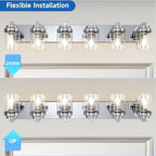 Vanity Light for Bathroom, 38" Farmhouse Bathroom Light Fixtures Over Mirror, 6 Light Vanity Lights with Clear Glass Shade, Modern Wall Lamps for Bedroom, Hallway