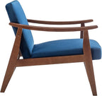 Accent Chair with Velvet Upholstery and Solid Wood Frame, Classic Mid-Century Modern Living Room Furniture for Extra Seating, Dark Blue