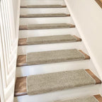 PURE ERA Bullnose Carpet Stair Treads Set Tape Free Non-Slip Indoor Stair Protectors Pet Friendly Rugs Covers Soft Skid Resistant Washable Reusable 9.5" x 30"(7 Pieces,Cream Gray)
