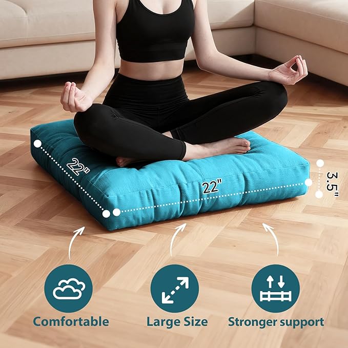 Tiita Outdoor Cushions Square Floor Pillow Thicken Tufted Seat Pad Large Floor Cushion for Yoga Meditation Living Room