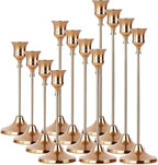 4 Sets(12 Pcs) French Gold Tapered Candle Holder,Candlestick Tall Metal Candlestick Holders for Table Centerpiece Home Decor for Wedding Fireplace Mantel Housewarming Gift Fits 3/4 Inch Thick Candles