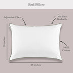 Kate Spade New York Firm/Extra Firm Pillow 20" x 28", Adjustable Down Alternative Pillow with 2" Gusset for Maximum Loft, Best for Back or Side Sleepers, Queen, White
