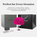JoyFlower Preserved Flowers Vase Decor, Eternal Flower Stainless Steel Vases for Table Centerpieces, Fuchsia Forever Flower Vases Decorations for Home Party Wedding Bedroom Living Room House Decors
