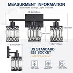 Crystal Modern Bathroom Light Fixtures, 3-Light Black Bathroom Vanity Wall Light, Vanity Lights for Mirror, Restroom, Bedroom (E26 Socket, Bulbs Not Included)