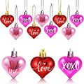 Valentines Tree Decorations, 24 Pcs Heart Ornaments for Christmas Tree, Mini Day Small Conversation Ornaments, Red Pink Purple Plastic