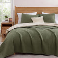 WRENSONGE California King Size Quilt-3 Pieces Lightweight Bedspreads Olive Green Bedding Set for All Seasons, Soft Summer Coverlet with 2 Pillow Shams Suitable for Bed, Couch, Quilt Blanket
