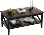 ChooChoo Coffee Table, Wooden Coffee Tables with Thicker Legs, Black Coffee Table with Storage for Living Room