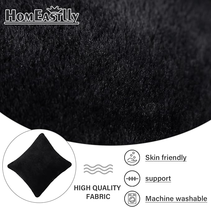 Lazy Chair with Ottoman, Large Black Lounge Accent Chair with Ottoman and FA Throw Pillow, Comfy Plush Reading Chair for Living Room Bedroom Dorm Room Office Apartment Relaxing Use