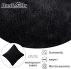 Lazy Chair with Ottoman, Large Black Lounge Accent Chair with Ottoman and FA Throw Pillow, Comfy Plush Reading Chair for Living Room Bedroom Dorm Room Office Apartment Relaxing Use