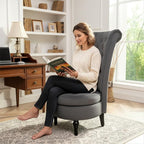 Royal High-Back Velvet Accent Chair for Vanity with Storage and Luxurious Upholstery, Retro Design and Versatile Usage for Livingroom, Bedroom, Lounge and Office, Grey