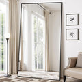Full Length Mirror, 88"x44" Floor Mirror Freestanding, Oversized Floor Standing Mirror Full Body Mirrors with Stand for Bedroom, Hanging Mounted Mirrors for Living Room Cloakroom, Black, Rect