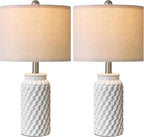 20.5" White Modern Ceramic Bedside Lamp Set of 2 for Bedroom Decor Farmhouse Table Lamp for Living Room Office Dorm