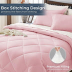 HEVUMYI King Comforter Set - 7-Piece All Season Bed in a Bag King, Ultra Soft Bedding Set with Comforter, Flat Sheet, Fitted Sheet, Pillowcases, Pillow Shams, Pink & Ivory