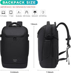Travel Backpack for Men, Carry on Backpack Luggage 30L Flight Approved Water-resistant Lightweight Business Backpack Fits 17.3 Inch Laptop with Shoes Compartment, Black