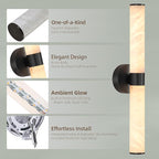 23.8in Alabaster Wall Sconce, Black Sconces with Spanish Marble, Modern Brass Wall Mounted Lamp, Hardwired LED Wall Lighting for Bathroom Bedroom Living Room Staircase Hallway Dining Room