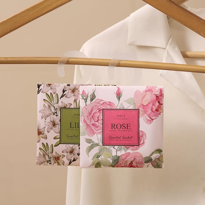 12 Pack Large Rose Scented Sachets – Hanging Closet & Drawer Deodorizer & Air Freshener, Long-Lasting Aroma
