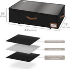StorageWorks Under Bed Storage with Wheels, 10'' Underbed Storage Containers with Lid, 90L Clothes Organizer for Blankets, Sweaters, Bedding, 2-Pack, Black