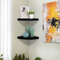 AHDECOR Black Corner Shelves, Modern Floating Corner Shelf for Space-Saving Storage in Bathroom, Bedroom, Kitchen, and More, Set of 2