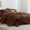 Love's cabin Full Comforter Set Brown, 7 Pieces Full Bed in a Bag, All Season Bedding Sets with 1 Comforter, 1 Flat Sheet, 1 Fitted Sheet, 2 Pillowcase and 2 Pillow Sham