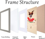 16x20 Picture Frame 16 x 20 Grey Woodgrain Frame Matted to 11x14, 16 x20 Poster Frame for Wall, 20x16 Natural Wooden Frames for Poster & Art, Puzzle Frame for Home Decor and Gifts