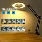 15X Magnifying Glass Desk Lamp with Clamp and Base, 5 Color Modes 10 Levels Adjustable Brightness, 15X Magnifying Glass, 4.2" Reading Magnifier for Seniors Book Newspaper Reading, Crafting, Seniors