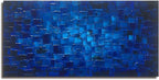 MyArton Large Abstract Dark Blue Square Wall Art Hand Painted Textured Oil Painting on Canvas Ready To Hang 60x30inch