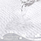 Yimobra Toilet Rugs U Shaped Washable, Extra Thick Soft Absorbent Chenille Contour Bathroom Rugs for Toilet 24x20 Inch, Quick Dry Non Slip Toilet Mat for Bath Floor, White
