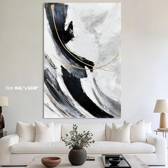 Abstract Canvas Wall Art Black and White Wall Decor Living Room Pictures for Bedroom Framed Large Artwork Office Decor for Wall