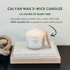 Calyan Wax Co. Vetiver & Tonka 3 Wick Scented Candle - 43 Hour Burn - Luxury 3 Wick Soy Candles - Non Toxic Soy Wax Candles - Long Lasting Large Glass Jar Candle for Home - 14.9oz