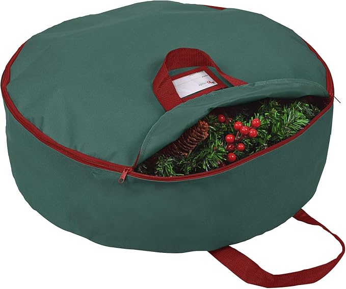 Primode Heavy Duty Christmas Wreath Storage Bag 36"- Handles Made Of Durable 600D Oxford Polyester Material Storage Bag 36” Holiday Wreaths (Green)