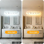 6-Light Modern Bathroom Light Fixture Chrome Bathroom Vanity Lights Over Mirror Wall Sconce Lighting with K9 Crystal Shades E26 Base for Bedroom, Living Room, Hallway Wall Lamp