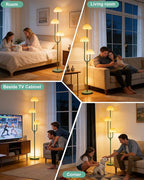 Lightdot 66IN Mushroom Floor Lamp 3-Lights Vintage Floor Lamps with 3000K Bulbs Included for Wedding Party Modern Dimmable Tall Standing Lamp for Living Room/Bedroom/Sofa Beside/Corner Decor-Green