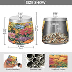 Black White Kitten Flower Ashtray with Lid, Outdoor Ashtrays for Patio, Stainless Steel Ashtray Odorless Smokeless for Home Office Balcony