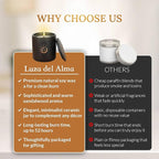 Sandalwood Soy Wax Candle 8.8oz — Matte Black Ceramic Jar, Cotton Wick — Long-Lasting 52-Hour Clean Burn — Aromatherapy Gift Candle for Men and Women, Bedroom and Living Room