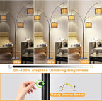 DLLT Modern Floor Lamp for Room: 3-Light Black Tree Dimmable Floor Lamps with Black Shades for Living Room - Arc Standing Lamp for Bedroom - Tall Floor Lamp for Office Corner 3 LED Bulbs Included
