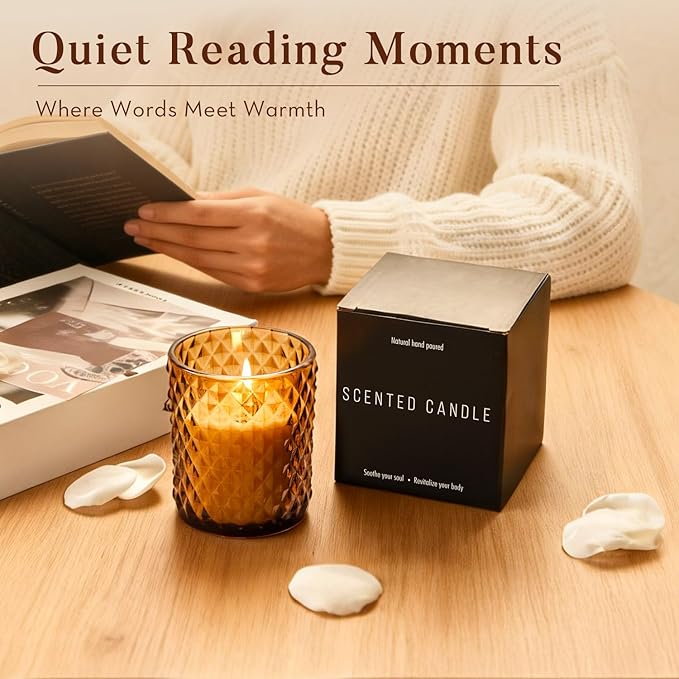 Lavender Candle for Home Scented, Natural Soy Candle for Women with 20H Burn Time Non-Toxic Aroma, 4.2oz Long Lasting Smokeless Aromatherapy Jar Candle Gift for Wedding, Birthday, Party