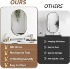 Gold Oval Mirror, 22"x30" Oval Bathroom Mirror, Vanity Mirror with Brushed Metal Frame, Wall Mount Mirrors Decor for Bathroom, Bedroom, Entryway, Living Room(Hangs Horizontally or Vertically)