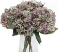 Kimura's Cabin 6pcs Fake Hydrangeas Flowers Vintage Artificial Silk Hydrangea Bouquets with Stems for Wedding Party Home Table Core Decoration (Green Purple, Pack of 6)