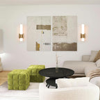 Gold Wall Sconces Set of Two 15 Inch Modern Bathroom Sconce with Acrylic Shades LED Hardwired Sconces Wall Lighting Fixtures for Living Room Bedroom Hallway, 2 Pack