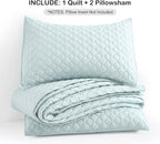 HORIMOTE HOME Quilt King Size Aqua Blue, Lightweight Quilt for Summer, Ultra-Soft Microfiber Modern Style Quilted Clouds Pattern Bedspread Quit Set 3 Pieces(1 Quilt and 2 Pillow Shams)