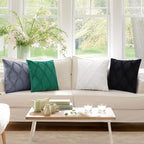 decorUhome Spring Throw Pillow Covers 12x20 Inch Set of 2, Soft Plush Faux Fur Wool Lumbar Green Couch Pillow Covers, Decorative Neutral Pillow Cases for Bed Sofa Living Room Home Decor
