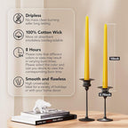 10-Inch Tall Dripless Taper Candles Set of 4 - Lemon Yellow Tapered Candles, Perfect for Spring - Smokeless, Unscented, Long Burning - Hand Poured, Colored Tall Candlesticks - Lemon