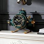 YOUKI Airplane Desk Clocks,Tabletop Decor,Airplane Gifts for Men,Industrial Decor,Shelf Clock for Bedroom Office,Silent No Ticking,Battery Operated,Green,8.6 x 8.4 x 7.5 inches