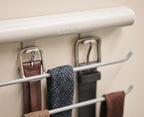Joseph Joseph Orderly Belt, Tie & Scarf Hanging Rail, Closet Wardrobe Accessory Organizer, 4 Rails Rack Storage, 2 Belt Hooks