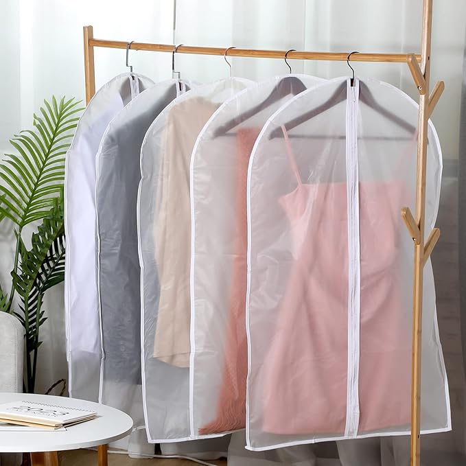 Sintuff 80 Pcs 24'' x 40'' Clear Garment Bags Bulk Clear Hanging Clothes Cover with Full Zipper Hanging Travel Garment Cover Bags for Clothes Storage