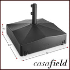 Casafield Patio Umbrella Base, 131lb Capacity, Fillable Heavy Duty Rolling Stand for Outdoor, Patio, Lawn, Deck, Poolside - Black
