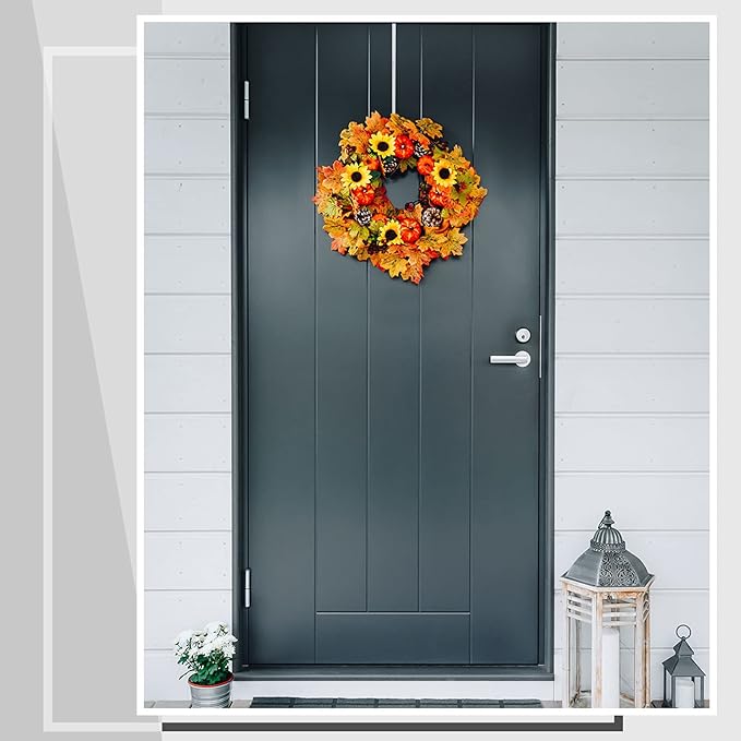 Hotop 15 Inch 6 Pcs Wreath Hangers for Front Door Over The Door Hanger Hooks Steel Wreath Doors Hangers Clothes Towel Hooks Holder for Christmas Halloween Front Decorations Welcome Sign(Silver)