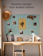 Large Felt Bulletin Board 48" x 36" Cork Board Alternative-12 Pack with 70 Safe Removable Adhesive Tabs, Cork Boards for Walls Cork Board for Home Office Classroom Pin Board-Teal Blue