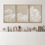MUDECOR Framed Wall Art Print Set Serene Sky Filled with Fluffy Clouds Illustrations Modern Art Decorative Colorful Chic for Living Room, Bedroom, Office - 24"x36"x3 Natural