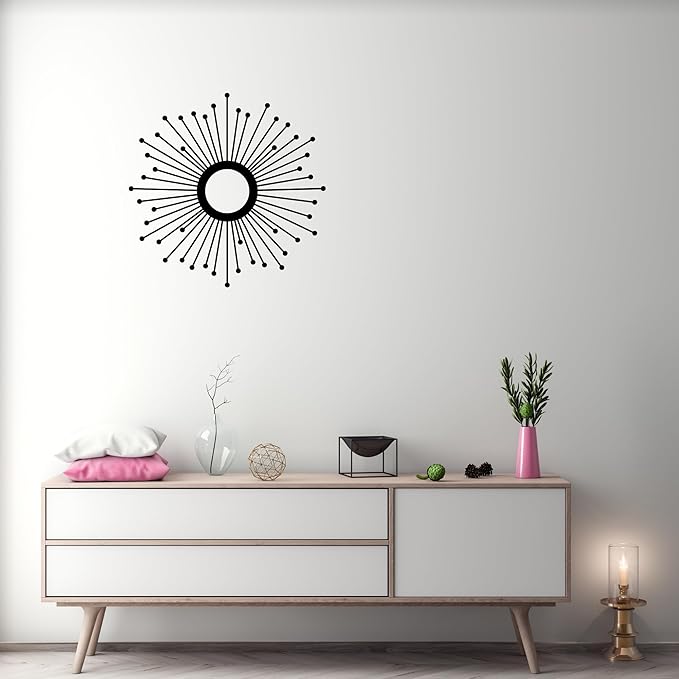 Sunburst Metal Wall Art – Mid-Century Modern Starburst Wall Decor, Handmade Round Metal Hanging for Living Room, Bedroom, Office, or Entryway (30")
